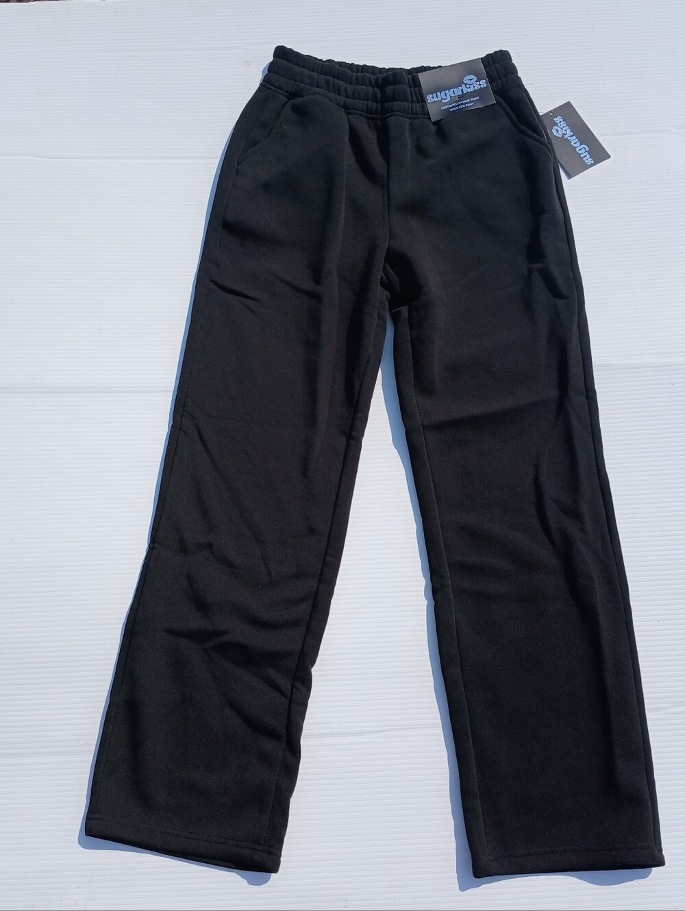 NEW NWT Black Wide Leg Sweat Pants womens size M Lounge Jogger Jogging Pant - Picture 2 of 8